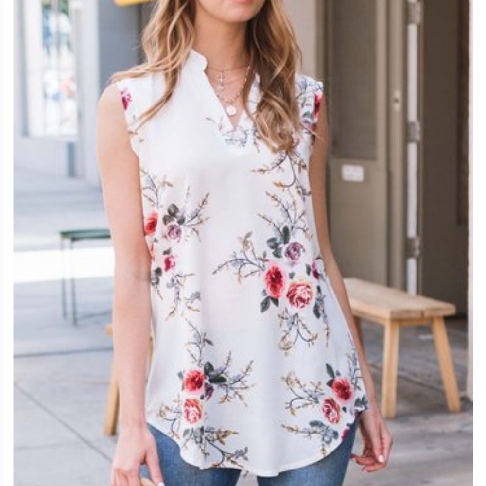 Sleeveless Floral Blouse